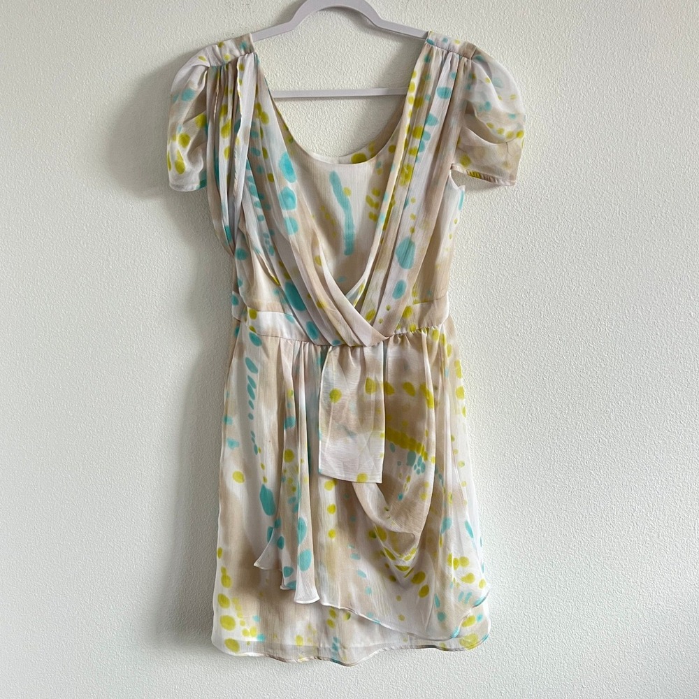 NWT W118 by Walter Baker Amaya Draped Mini Dress M Dopamine Dressing Romantic